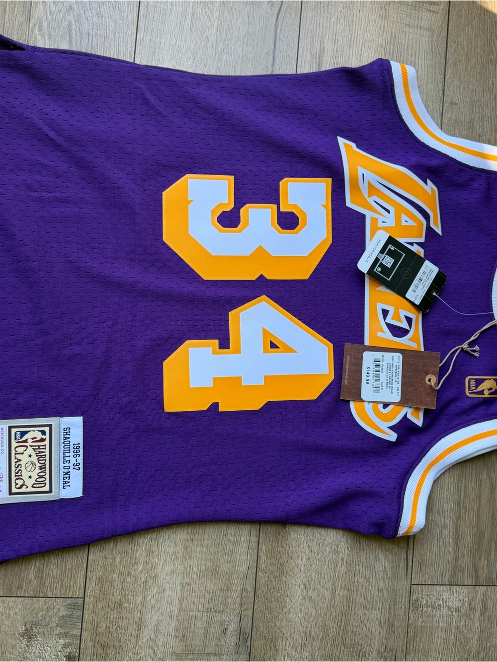 NBA Los Angeles Lakers Purple and Gold #34 Hardwood Classics Jersey
